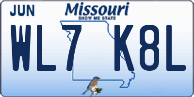 MO license plate WL7K8L
