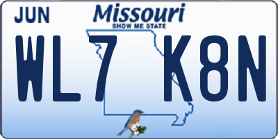 MO license plate WL7K8N