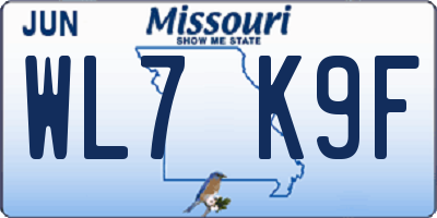MO license plate WL7K9F