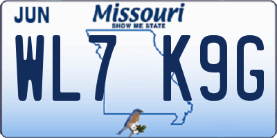 MO license plate WL7K9G