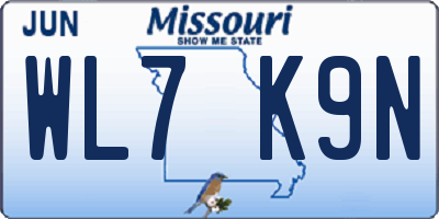 MO license plate WL7K9N