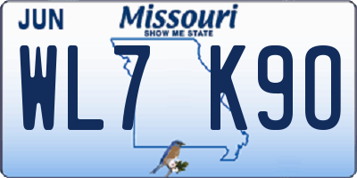 MO license plate WL7K9O