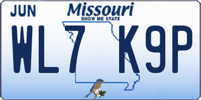MO license plate WL7K9P