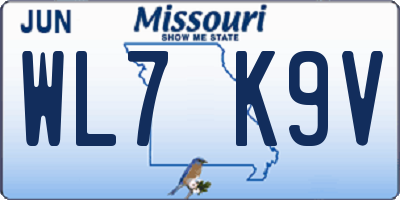 MO license plate WL7K9V