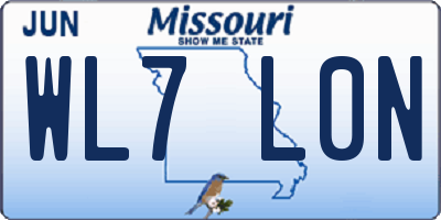 MO license plate WL7L0N