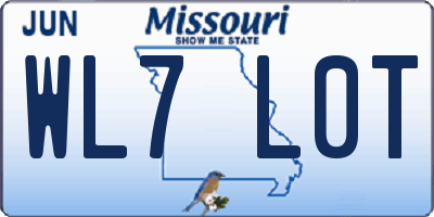 MO license plate WL7L0T