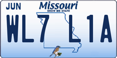 MO license plate WL7L1A