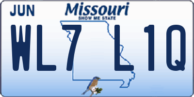 MO license plate WL7L1Q