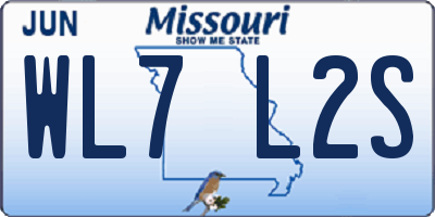 MO license plate WL7L2S