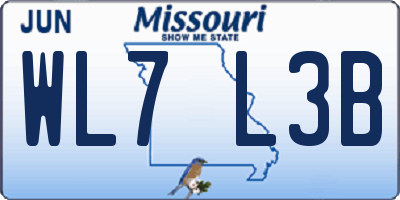 MO license plate WL7L3B