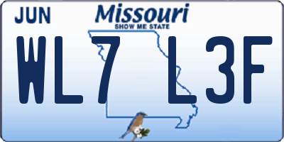 MO license plate WL7L3F