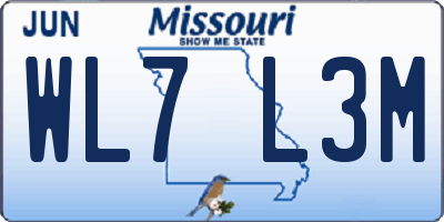 MO license plate WL7L3M