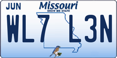 MO license plate WL7L3N