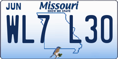 MO license plate WL7L3O