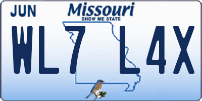 MO license plate WL7L4X