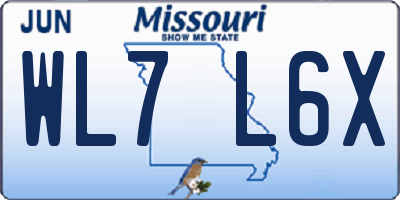 MO license plate WL7L6X
