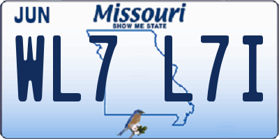 MO license plate WL7L7I
