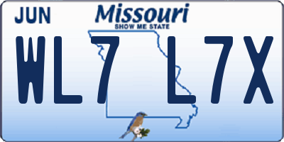 MO license plate WL7L7X