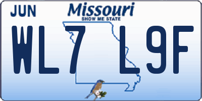 MO license plate WL7L9F