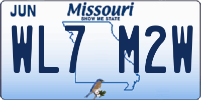 MO license plate WL7M2W