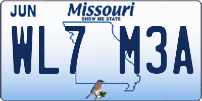 MO license plate WL7M3A