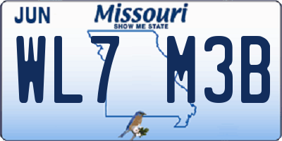 MO license plate WL7M3B