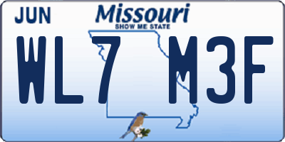 MO license plate WL7M3F