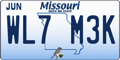 MO license plate WL7M3K