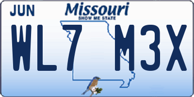 MO license plate WL7M3X