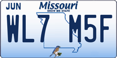 MO license plate WL7M5F