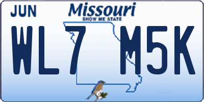 MO license plate WL7M5K