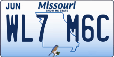 MO license plate WL7M6C