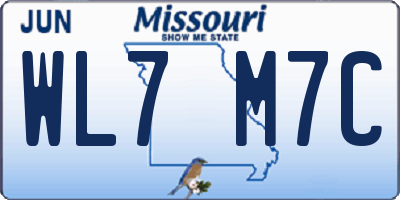 MO license plate WL7M7C