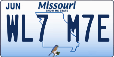 MO license plate WL7M7E
