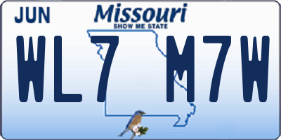 MO license plate WL7M7W