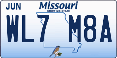 MO license plate WL7M8A