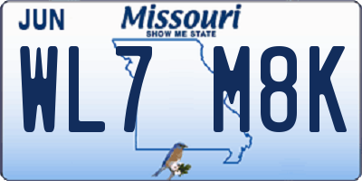 MO license plate WL7M8K