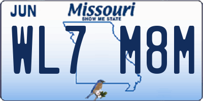 MO license plate WL7M8M