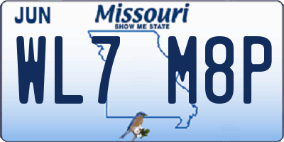 MO license plate WL7M8P