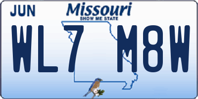 MO license plate WL7M8W