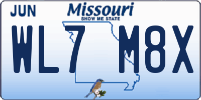 MO license plate WL7M8X