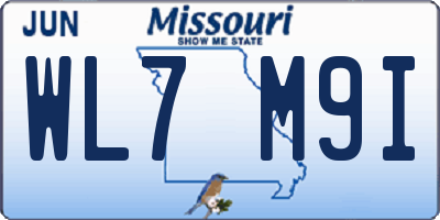 MO license plate WL7M9I