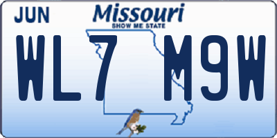 MO license plate WL7M9W