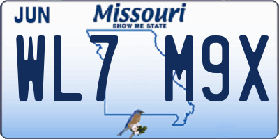 MO license plate WL7M9X