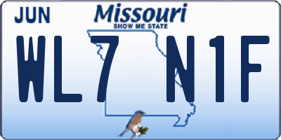 MO license plate WL7N1F
