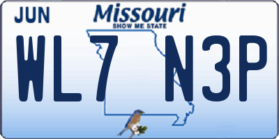 MO license plate WL7N3P