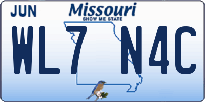 MO license plate WL7N4C