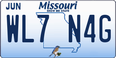 MO license plate WL7N4G