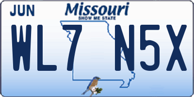 MO license plate WL7N5X