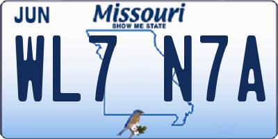 MO license plate WL7N7A